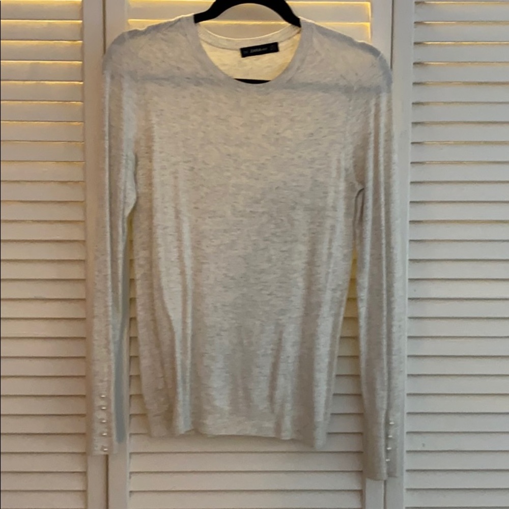 Zara Pearl Cuff Knit Sweater
